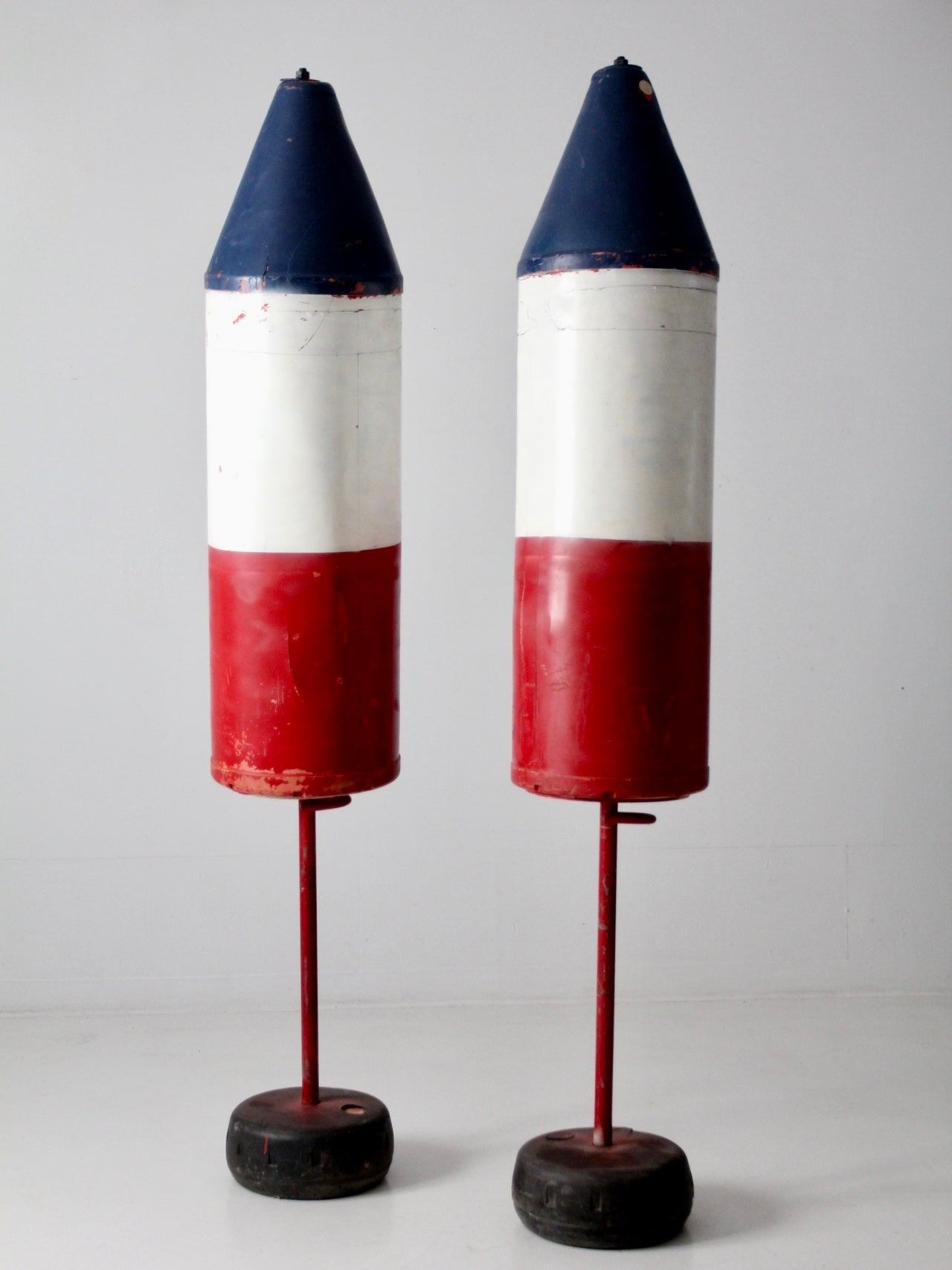 pair of vintage nautical marker buoys