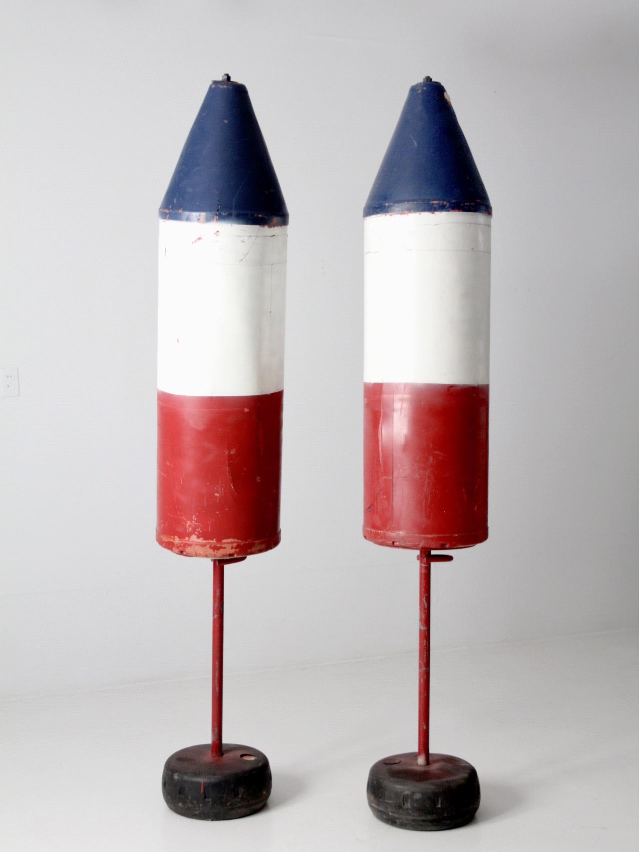 pair of vintage nautical marker buoys