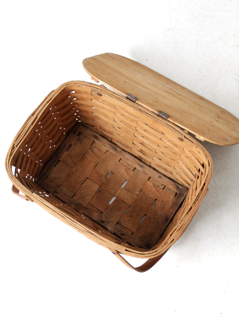 vintage splint weave picnic basket