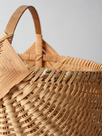 vintage wicker buttocks basket with floral trim