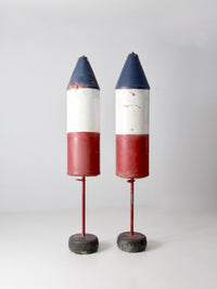 pair of vintage nautical marker buoys