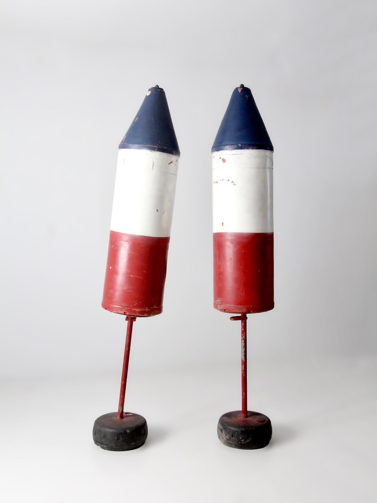 pair of vintage nautical marker buoys