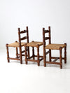antique rush seat chairs and stool set