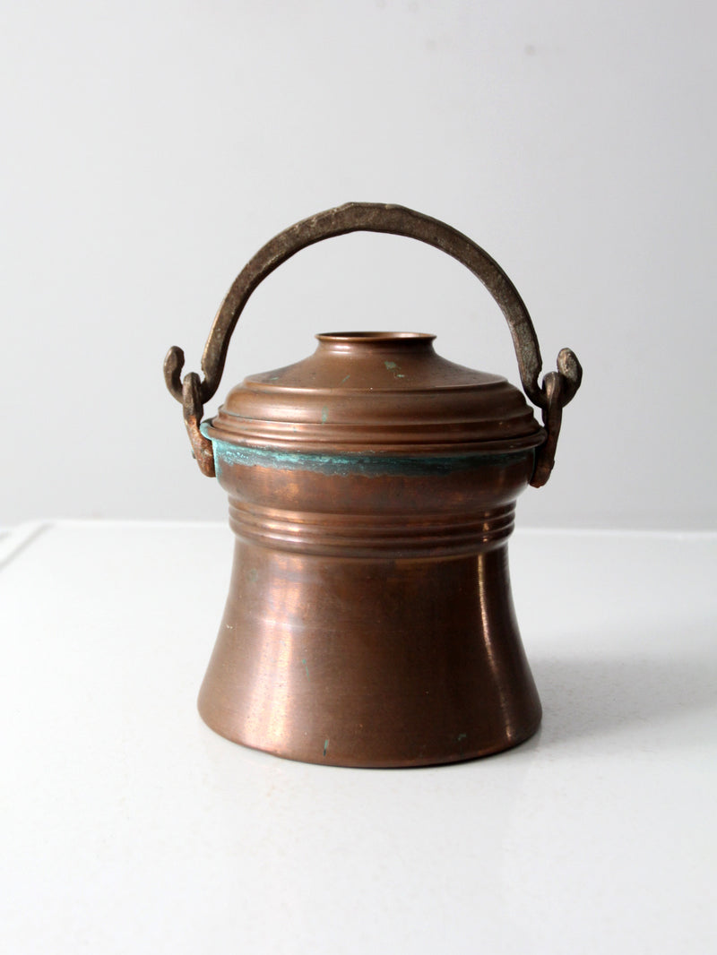 antique copper fire pot bucket