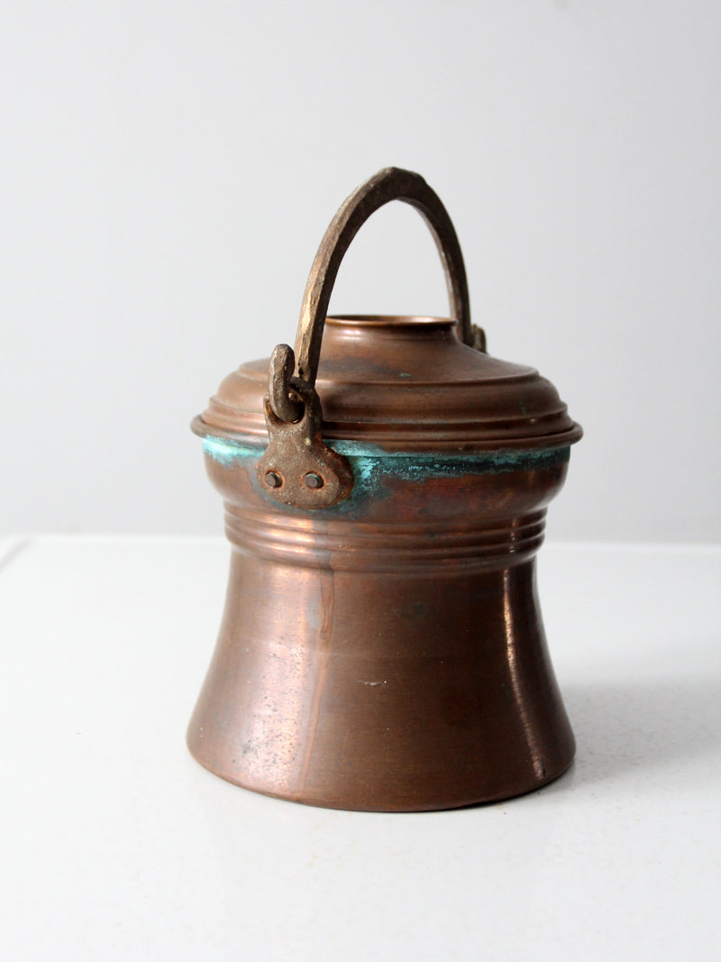 antique copper fire pot bucket