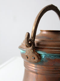 antique copper fire pot bucket