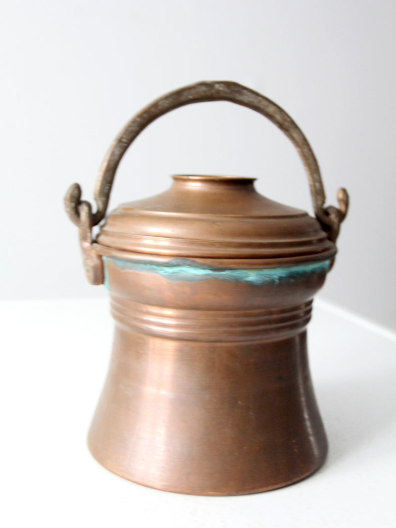 antique copper fire pot bucket