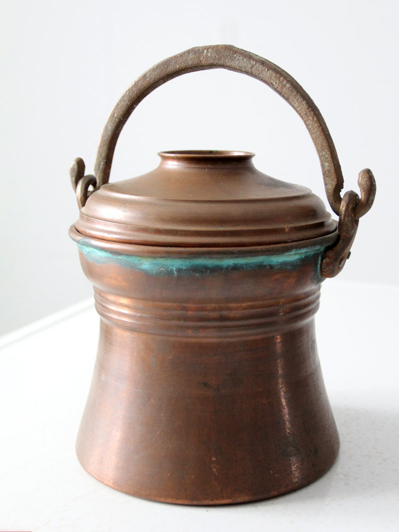 antique copper fire pot bucket