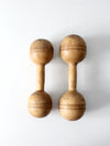 antique wood hand weights set