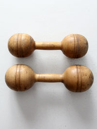antique wood hand weights set