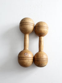 antique wood hand weights set