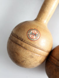 antique wood hand weights set