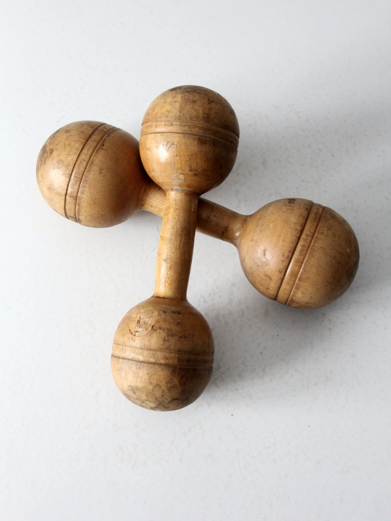 antique wood hand weights set