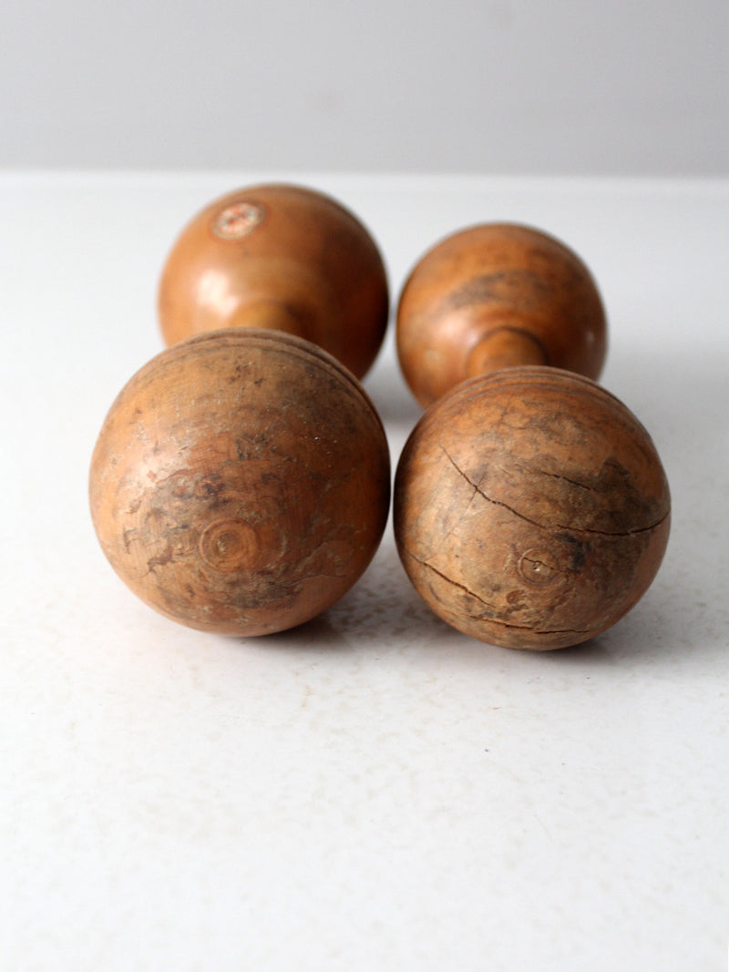 antique wood hand weights set