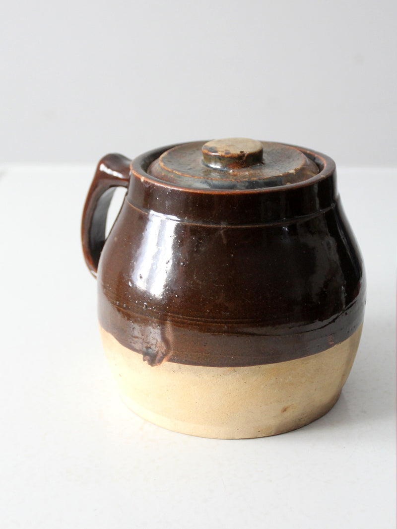 antique stoneware bean pot