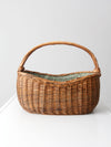 vintage lined wicker basket