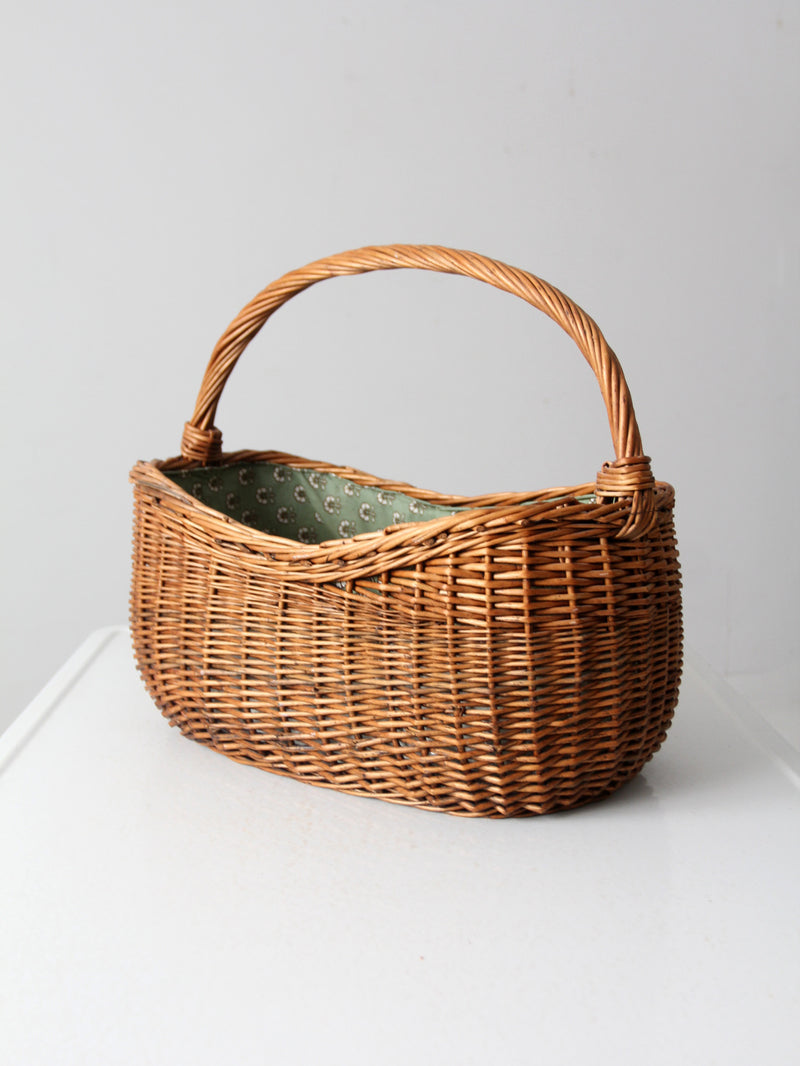 vintage lined wicker basket