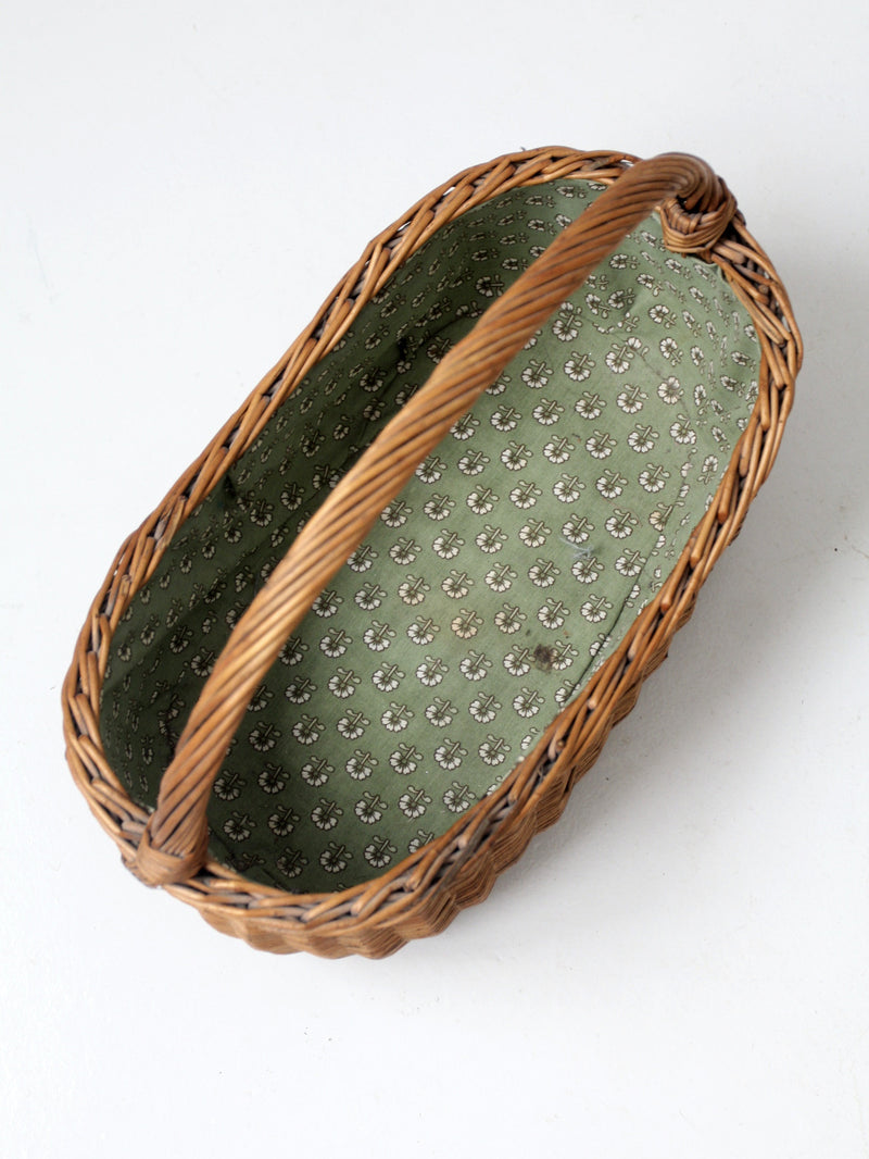 vintage lined wicker basket