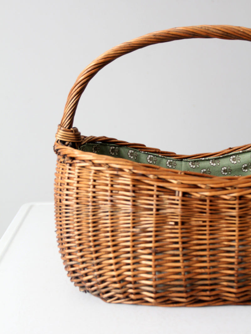 vintage lined wicker basket