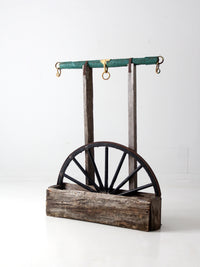 vintage folk art wagon wheel planter