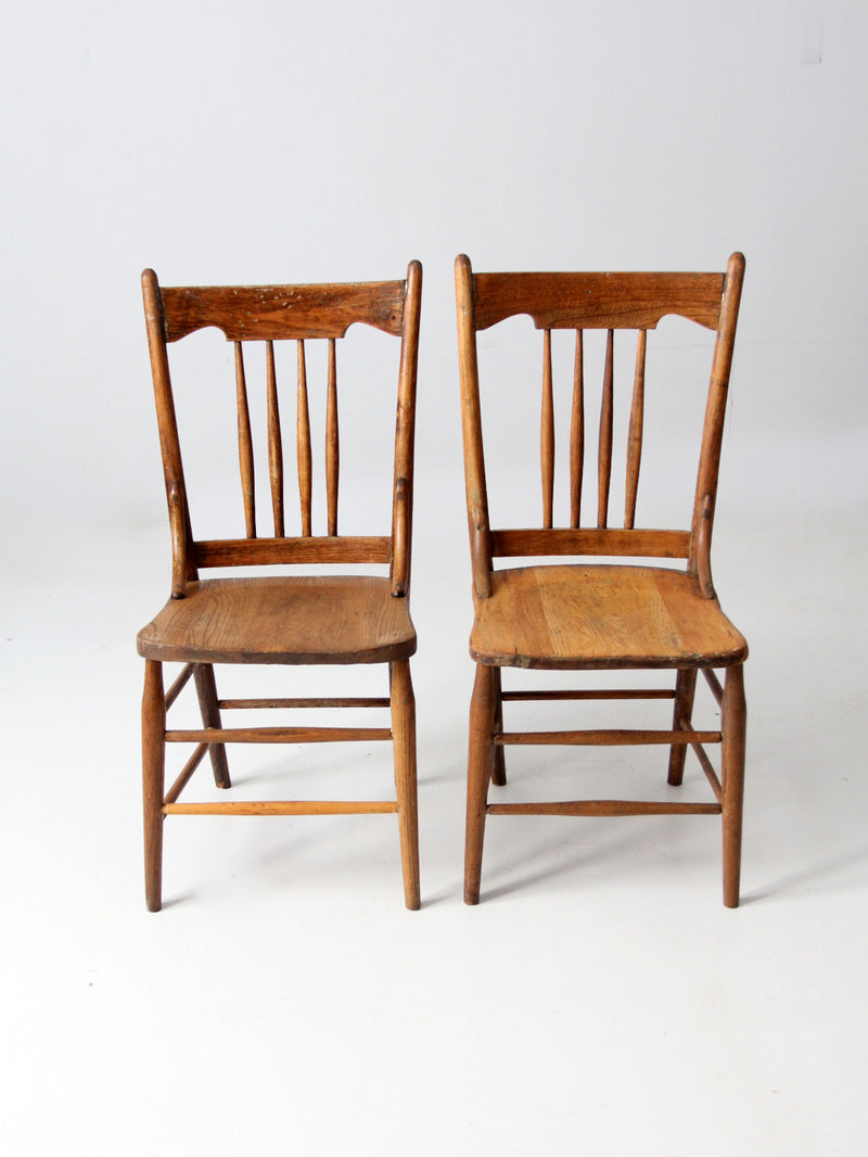 antique farmhouse dining chairs pair