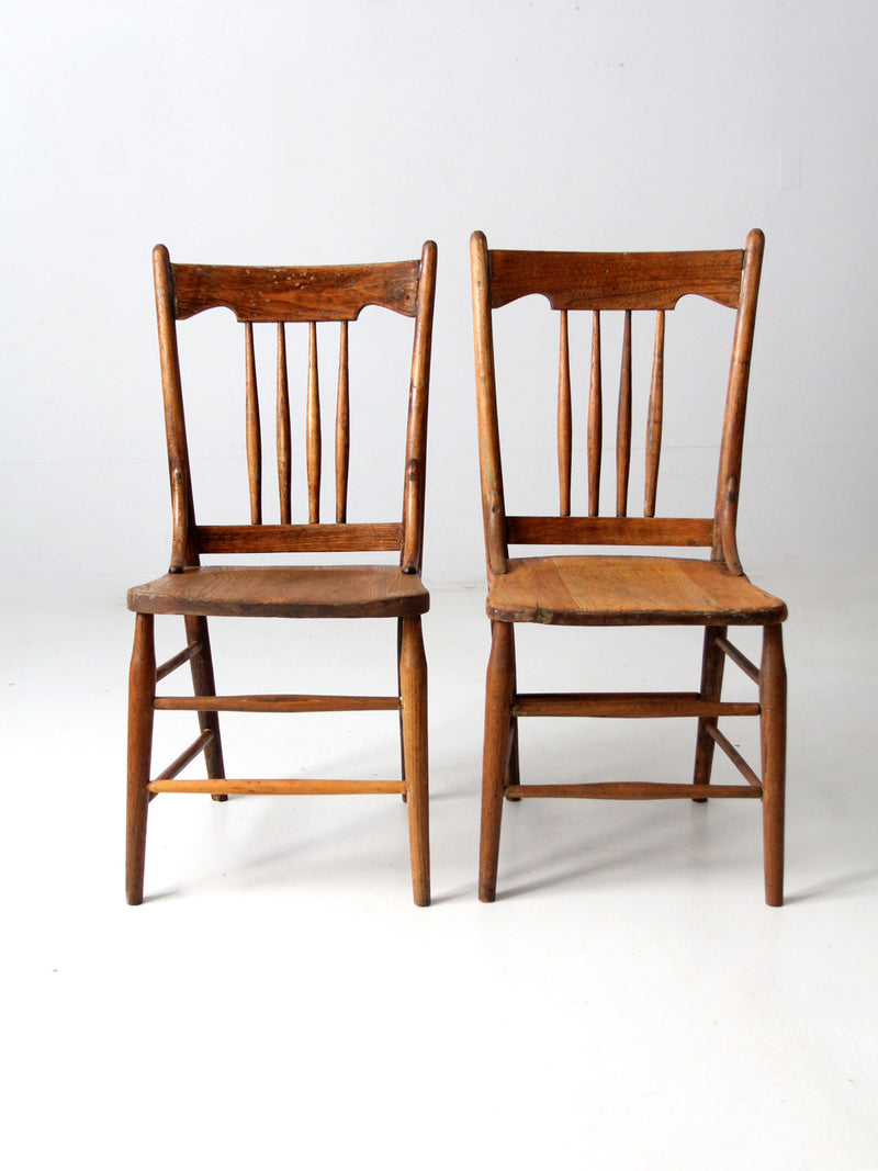 antique farmhouse dining chairs pair