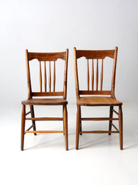 antique farmhouse dining chairs pair