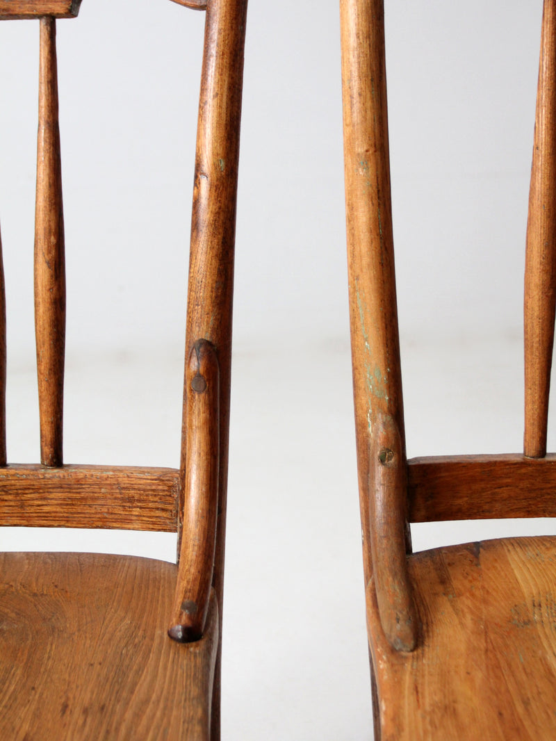 antique farmhouse dining chairs pair