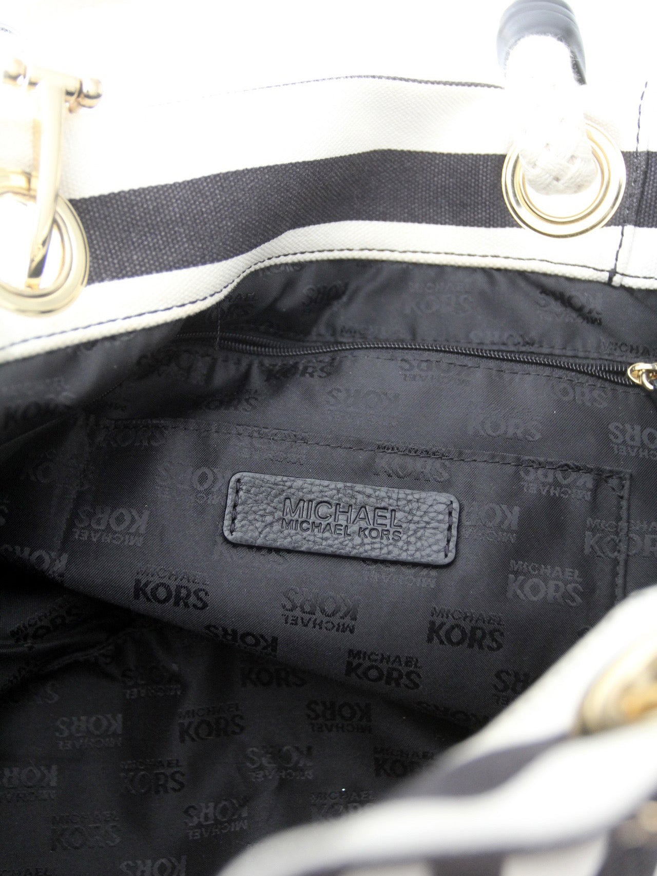 Michael Kors striped canvas tote