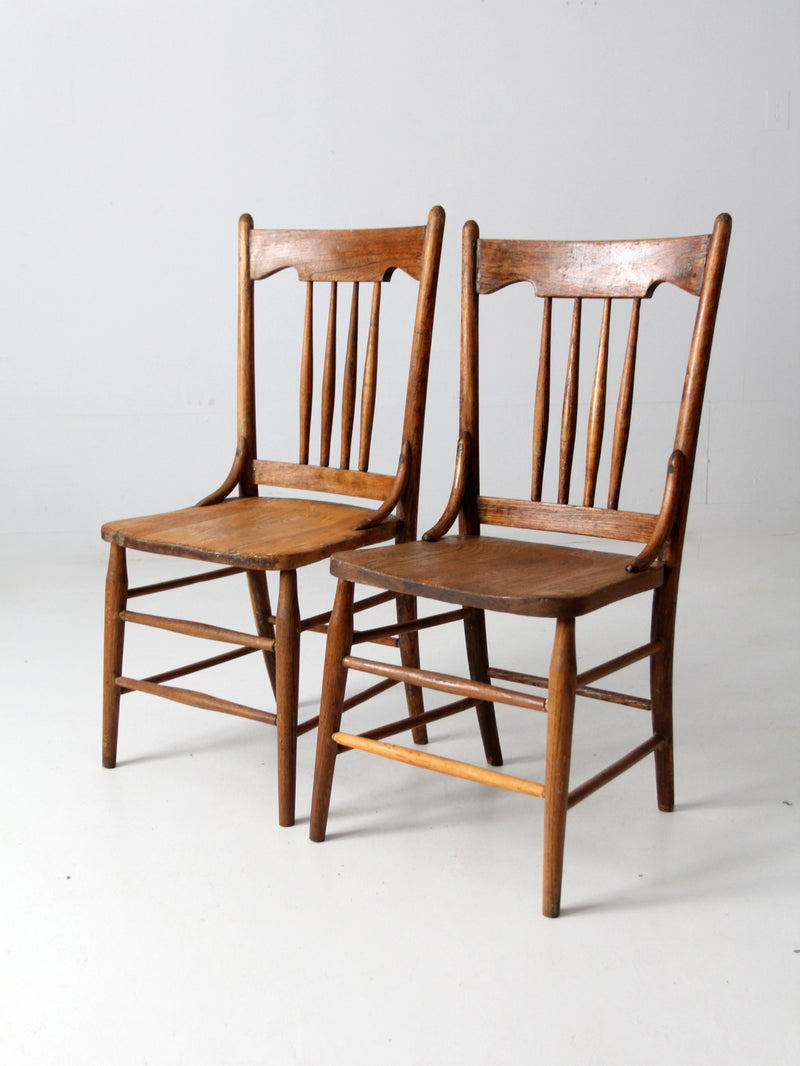 antique farmhouse dining chairs pair