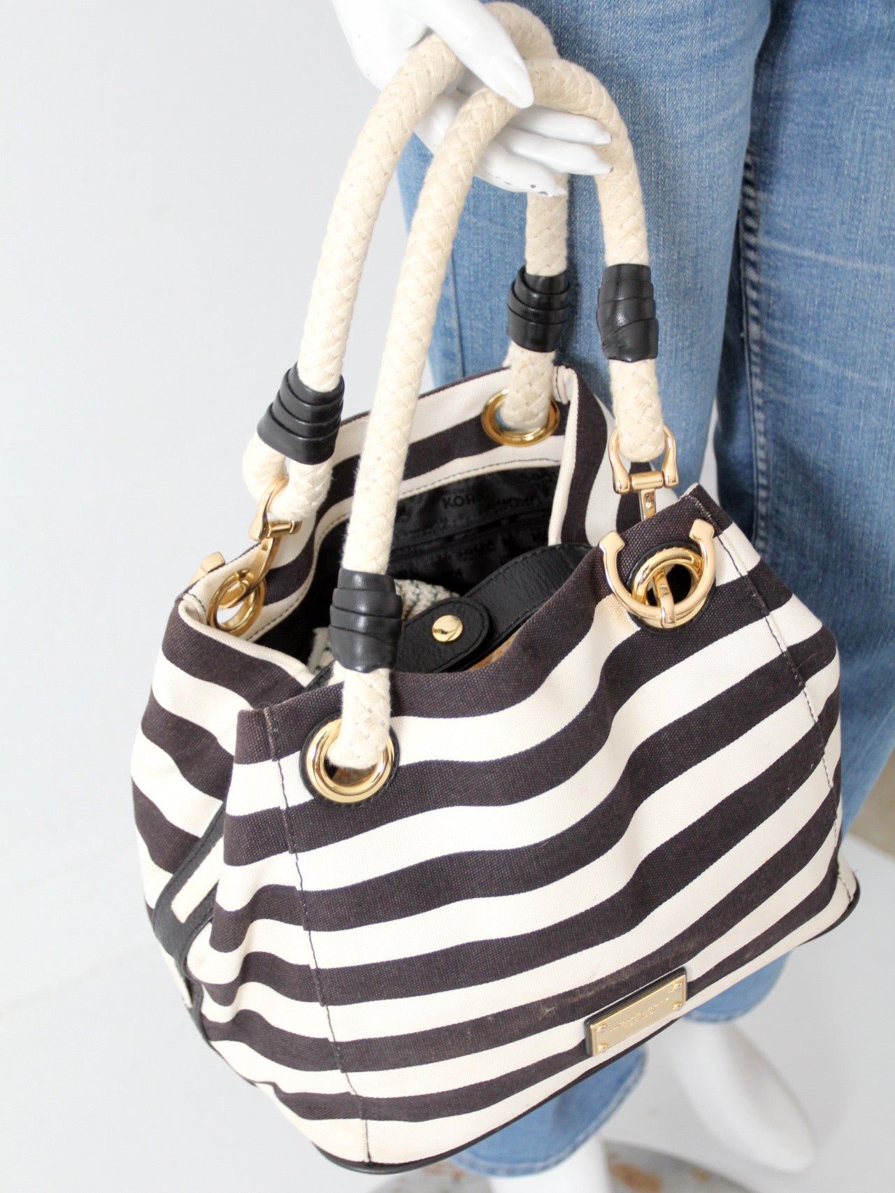 Michael Kors striped canvas tote