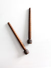 antique wooden textile bobbins pair