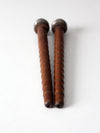 antique wooden textile bobbins pair