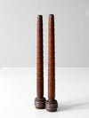 antique wooden textile bobbins pair