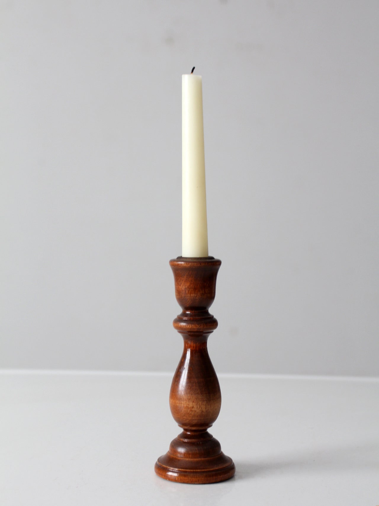 vintage wooden candlestick holder