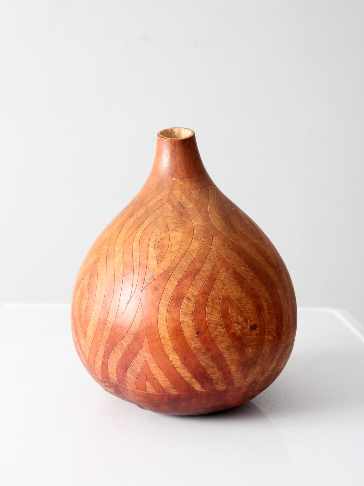 vintage hand-carved gourd art vase