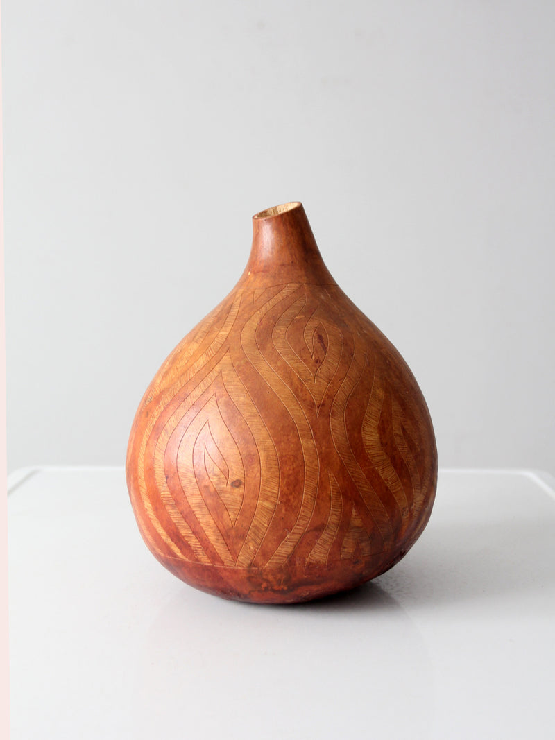 vintage hand-carved gourd art vase