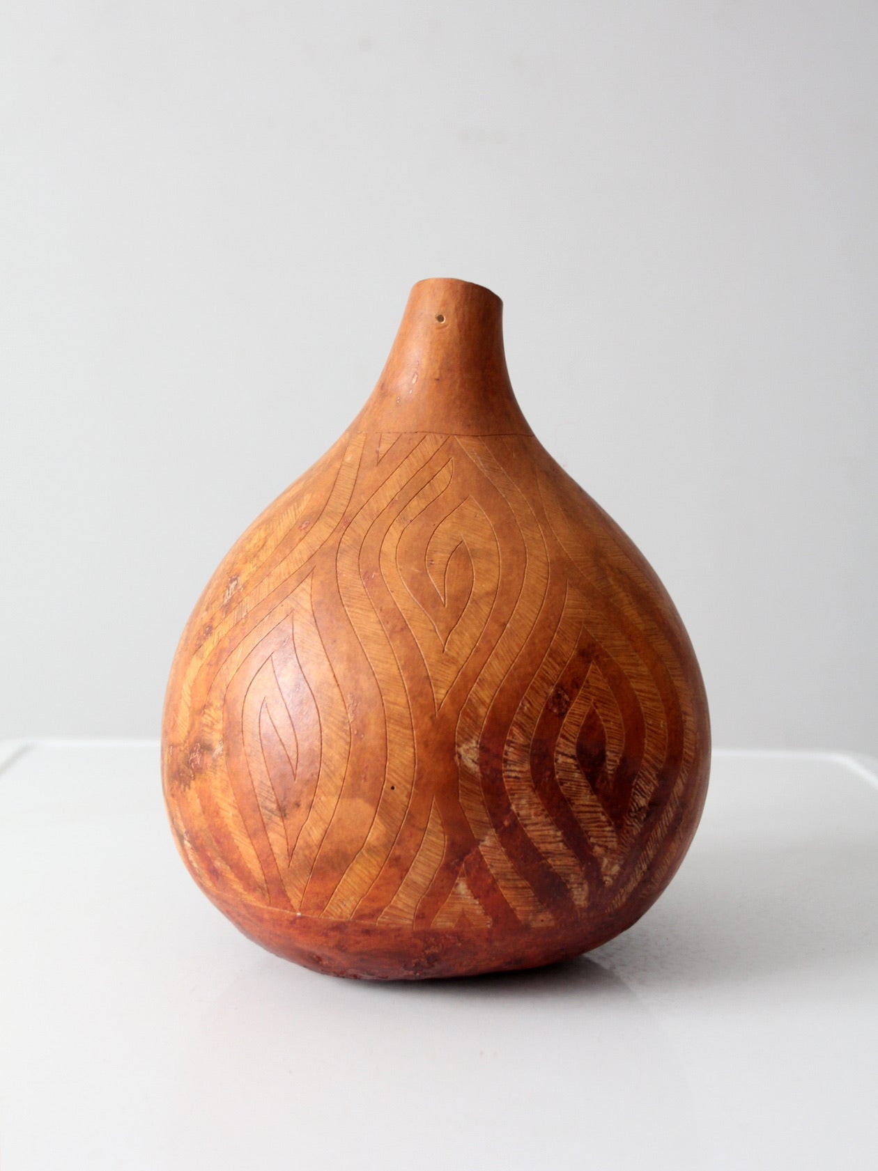 vintage hand-carved gourd art vase
