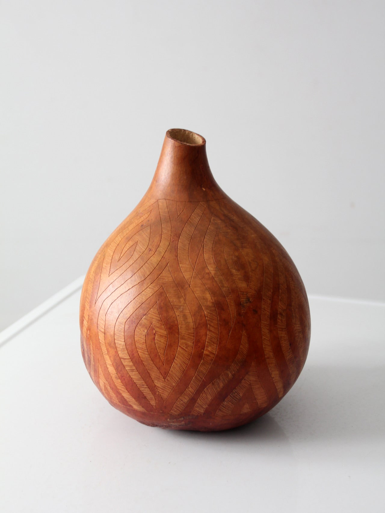 vintage hand-carved gourd art vase