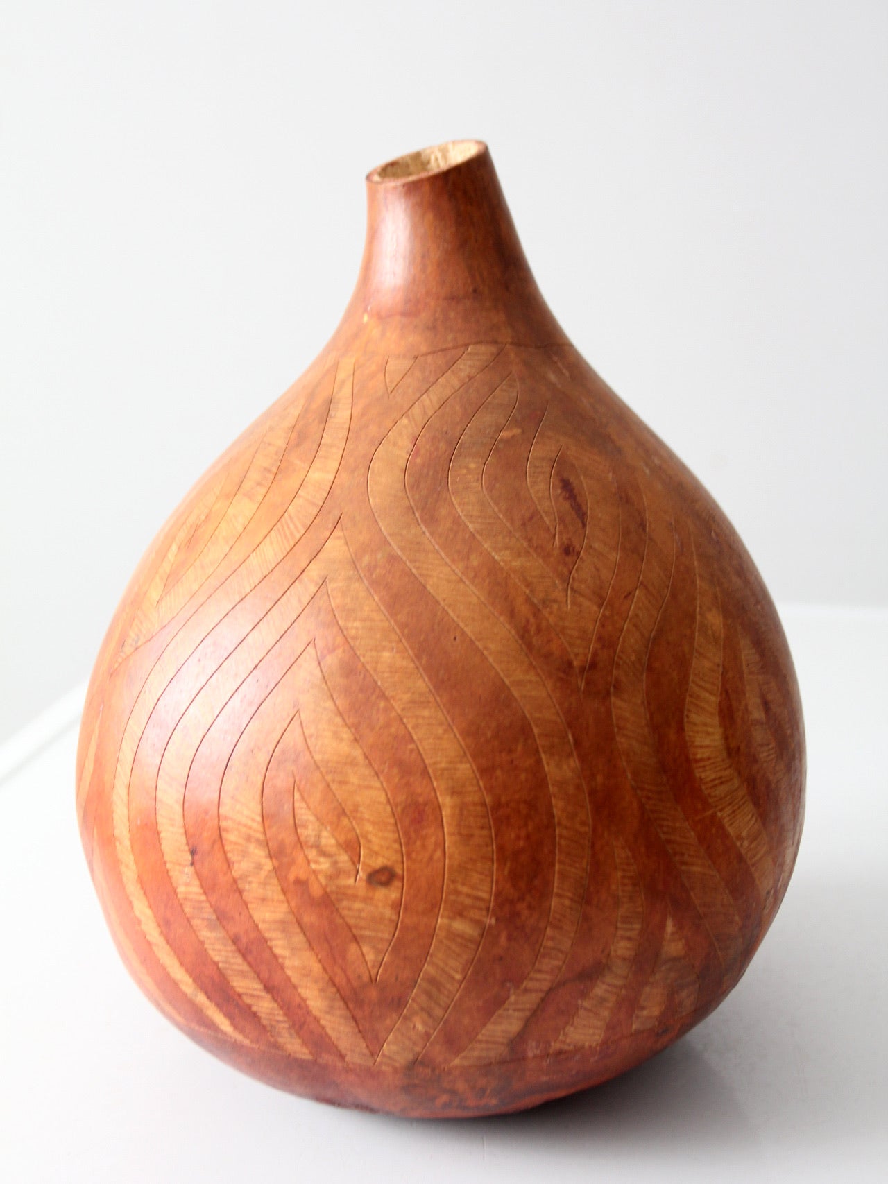vintage hand-carved gourd art vase