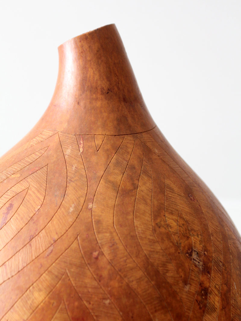vintage hand-carved gourd art vase