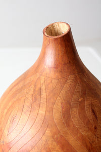 vintage hand-carved gourd art vase