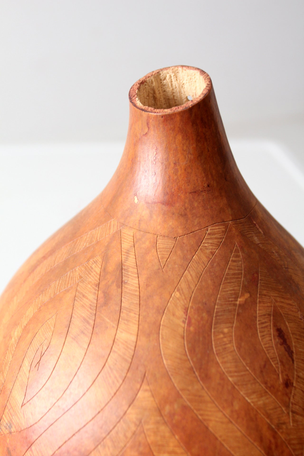 vintage hand-carved gourd art vase