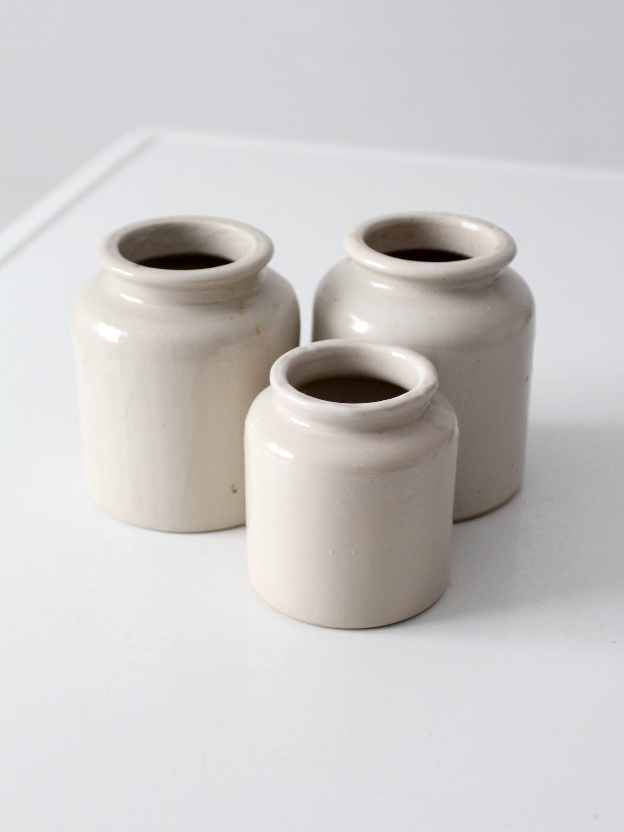 antique stoneware crocks set of 3