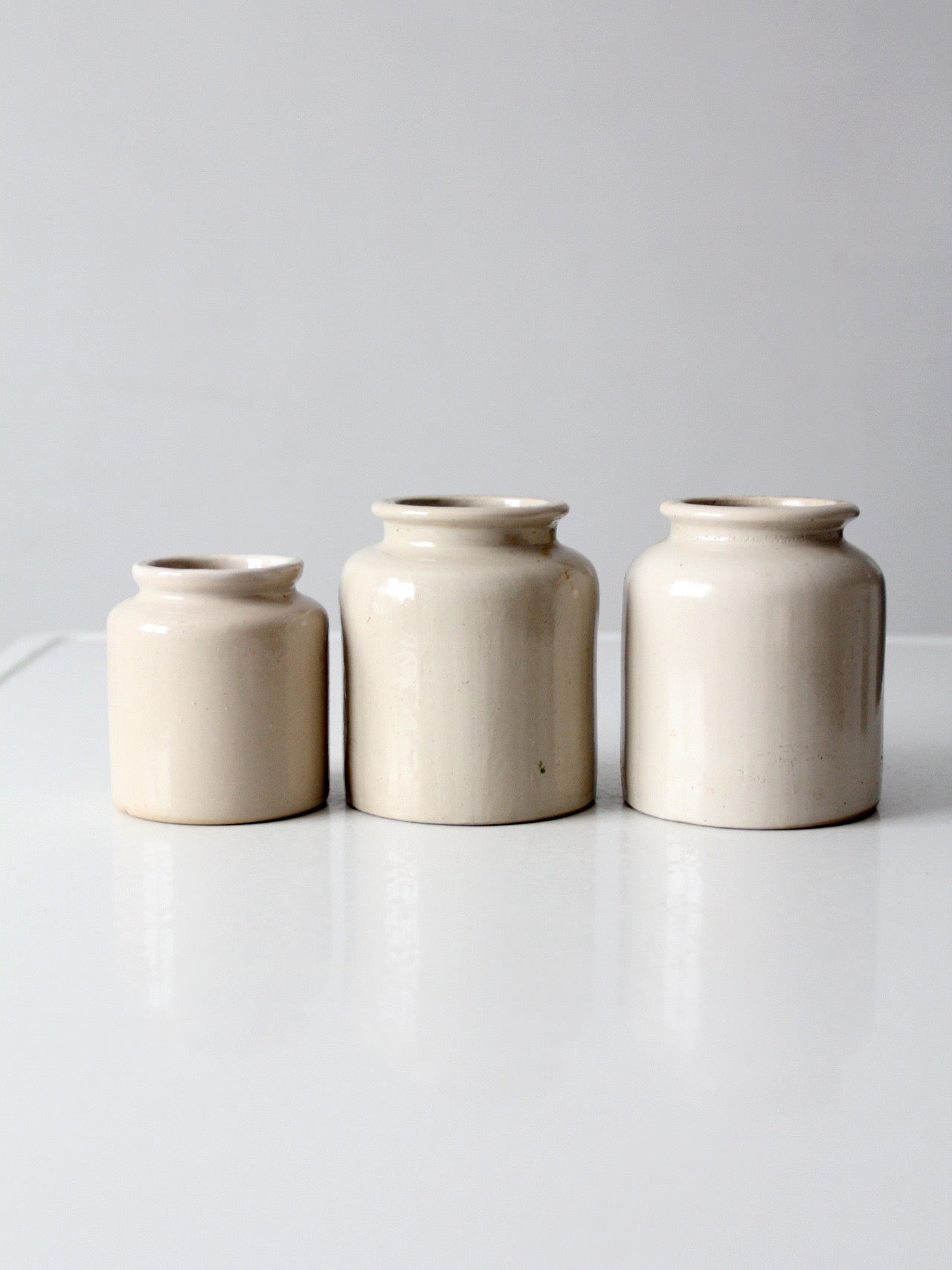 antique stoneware crocks set of 3