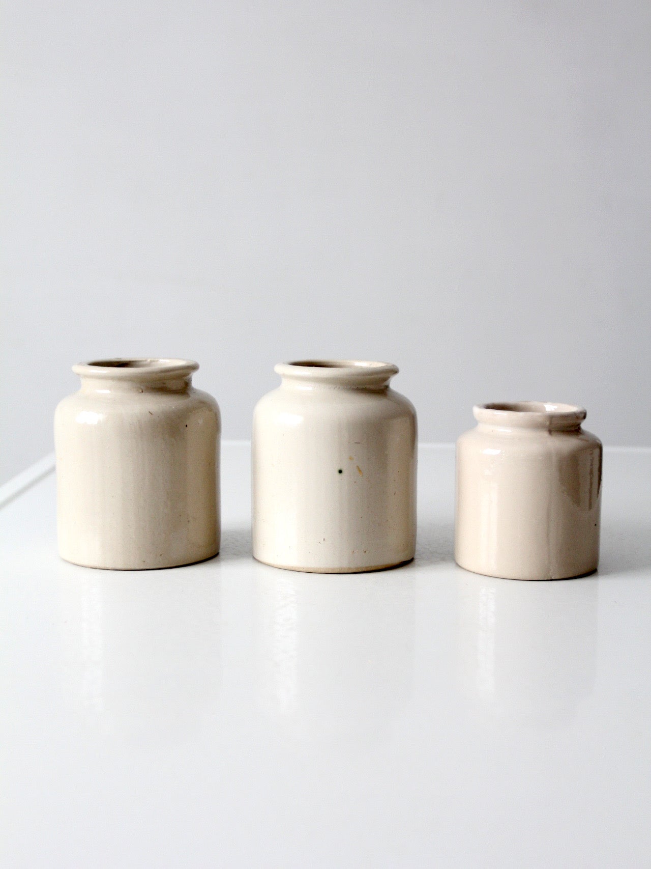 antique stoneware crocks set of 3