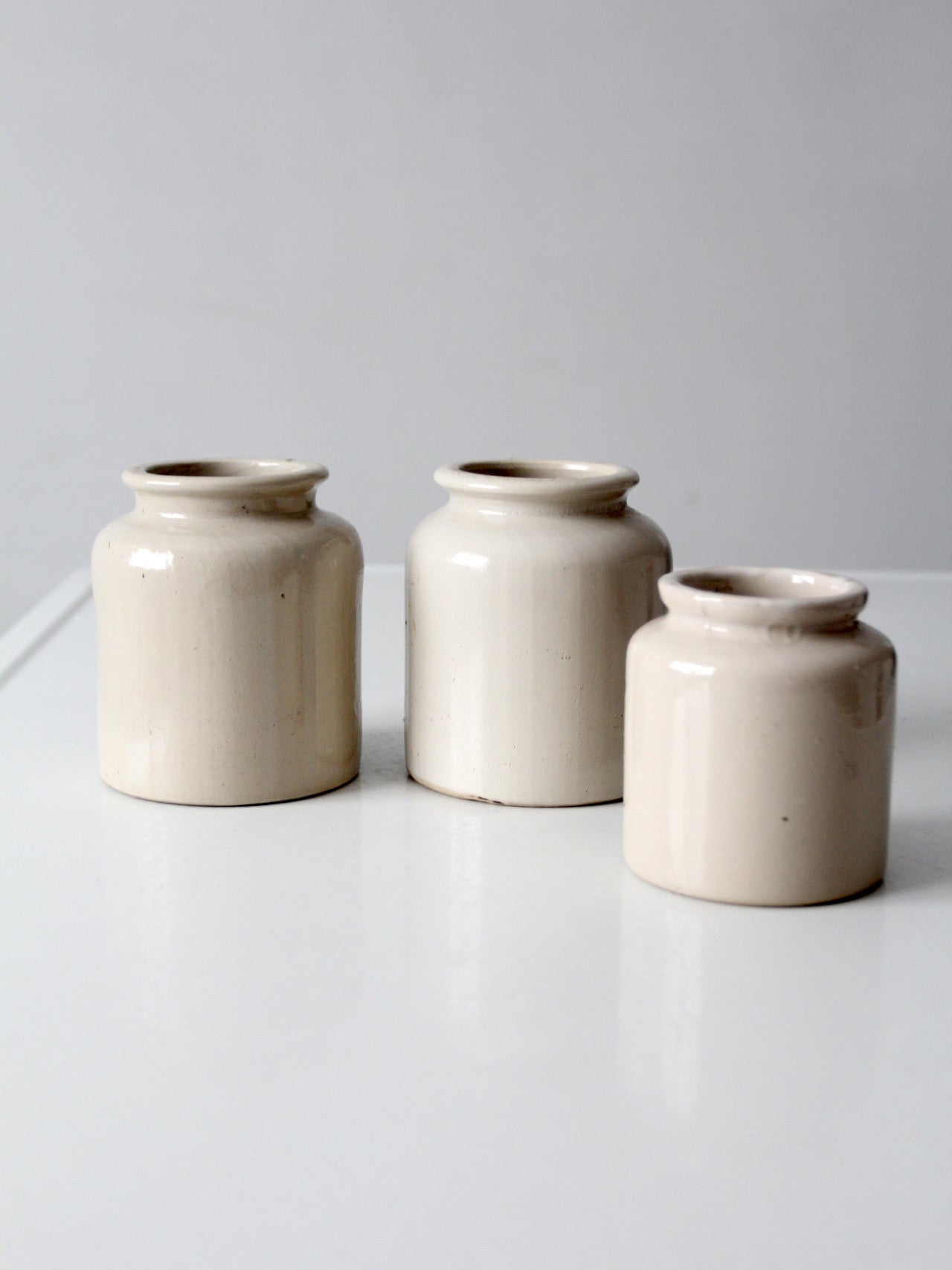 antique stoneware crocks set of 3