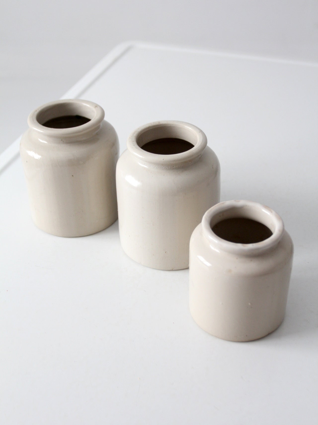 antique stoneware crocks set of 3