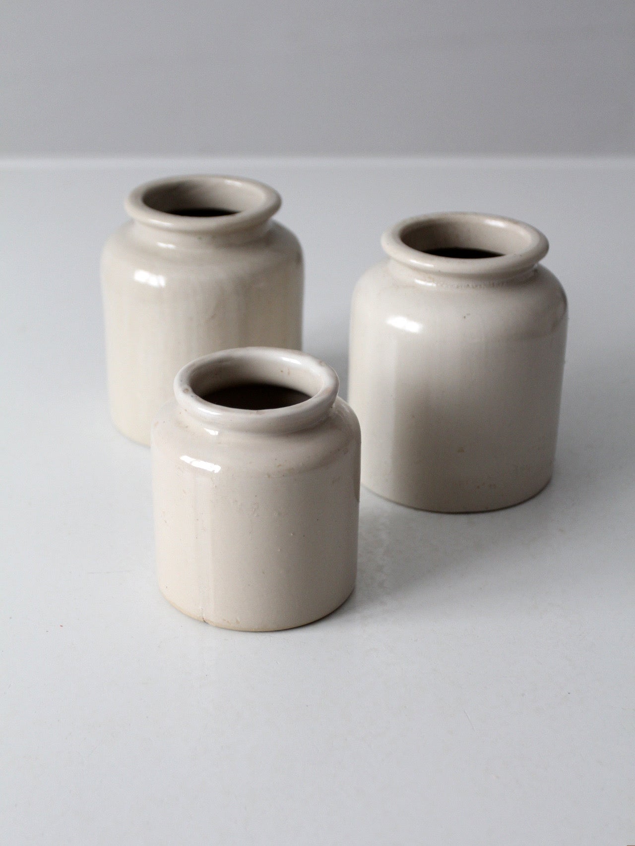 antique stoneware crocks set of 3