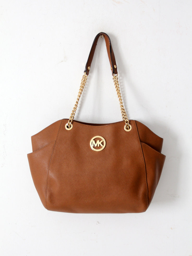 Michael Kors Jet Set Saffiano brown leather tote bag